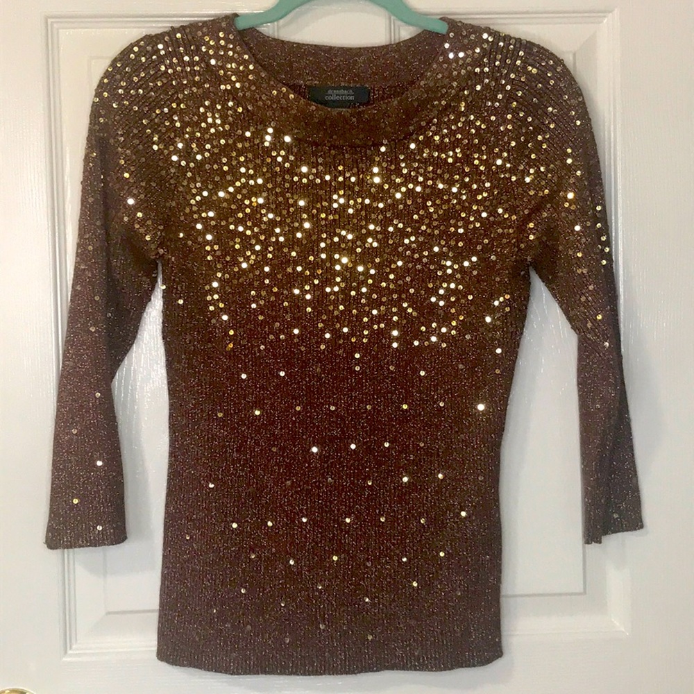 NWOT! Dressbarn copper brown gold glitter sweater